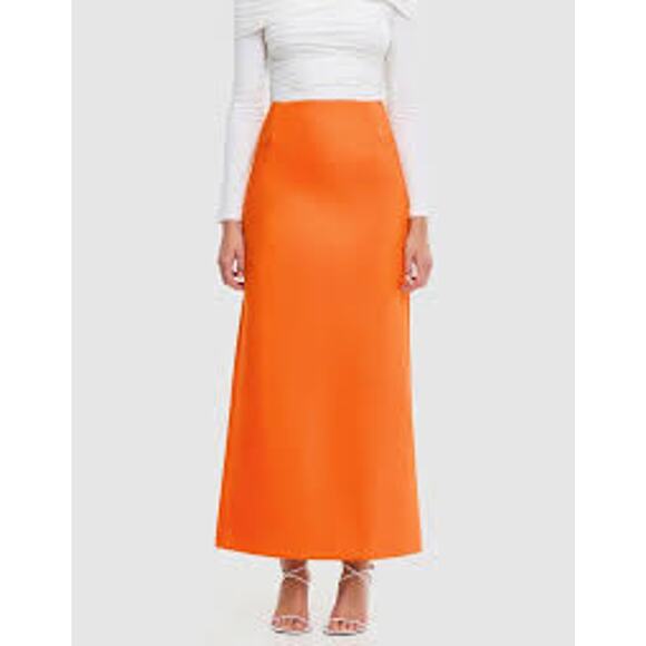 ACLER Balderstone Maxi Skirt AS2407174S-F1 Neon Tangerine Orange Scuba NEW US 6 - Picture 2 of 8